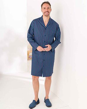 Mens Hugo Pure Cotton Long Sleeved Nightshirt - Multi Poplin